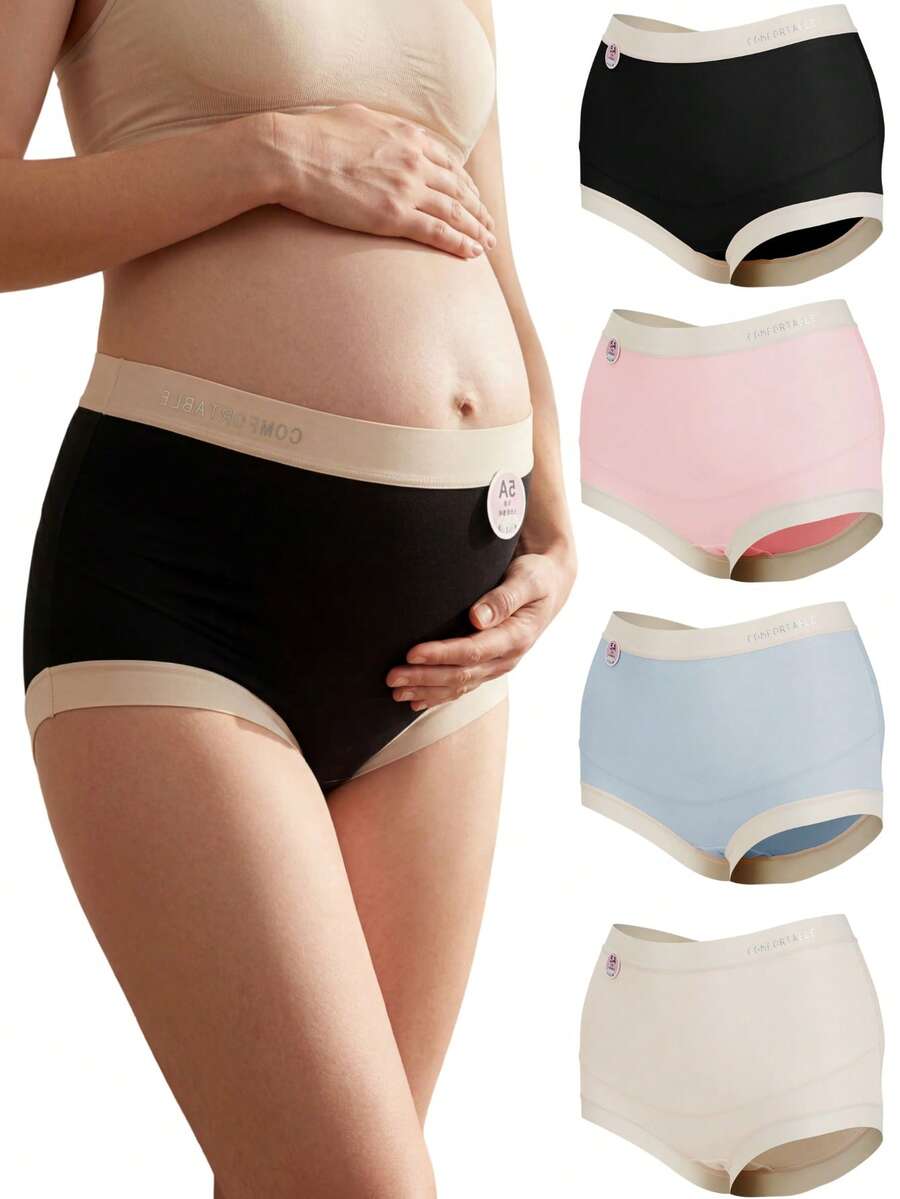 Maternity Modal Panties 4 Pack - Seamless Under Bump Postpartum Boyshort High Waist, Recovery