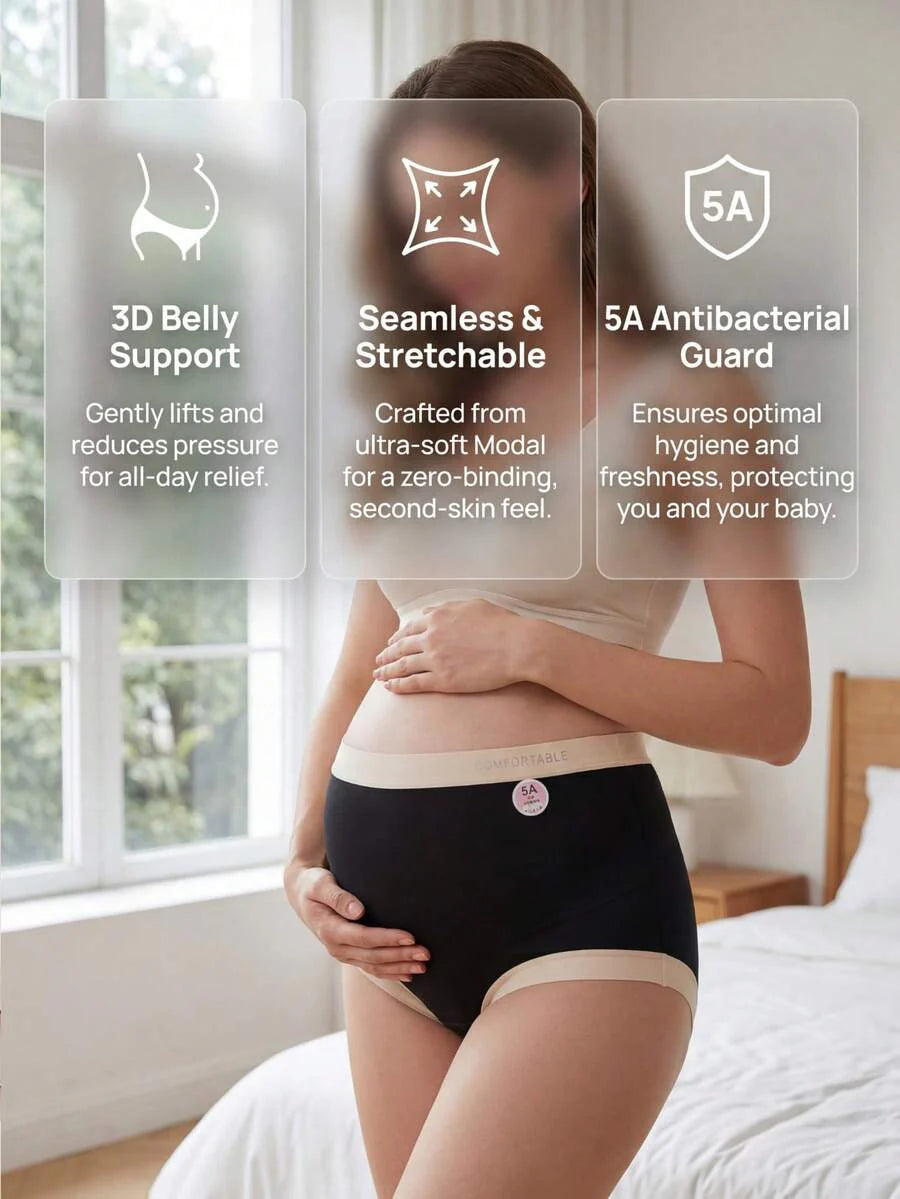 Maternity Modal Panties 4 Pack - Seamless Under Bump Postpartum Boyshort High Waist, Recovery