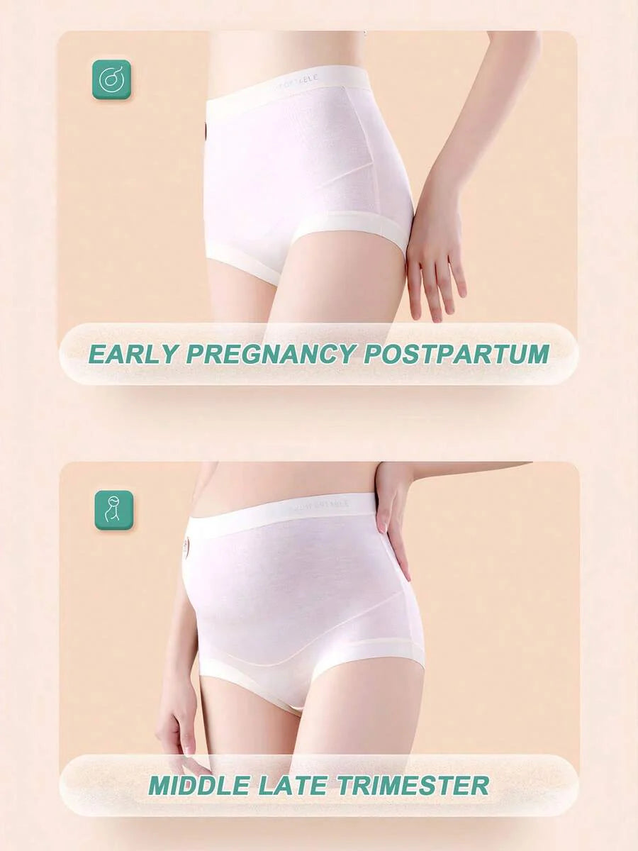 Maternity Modal Panties 4 Pack - Seamless Under Bump Postpartum Boyshort High Waist, Recovery