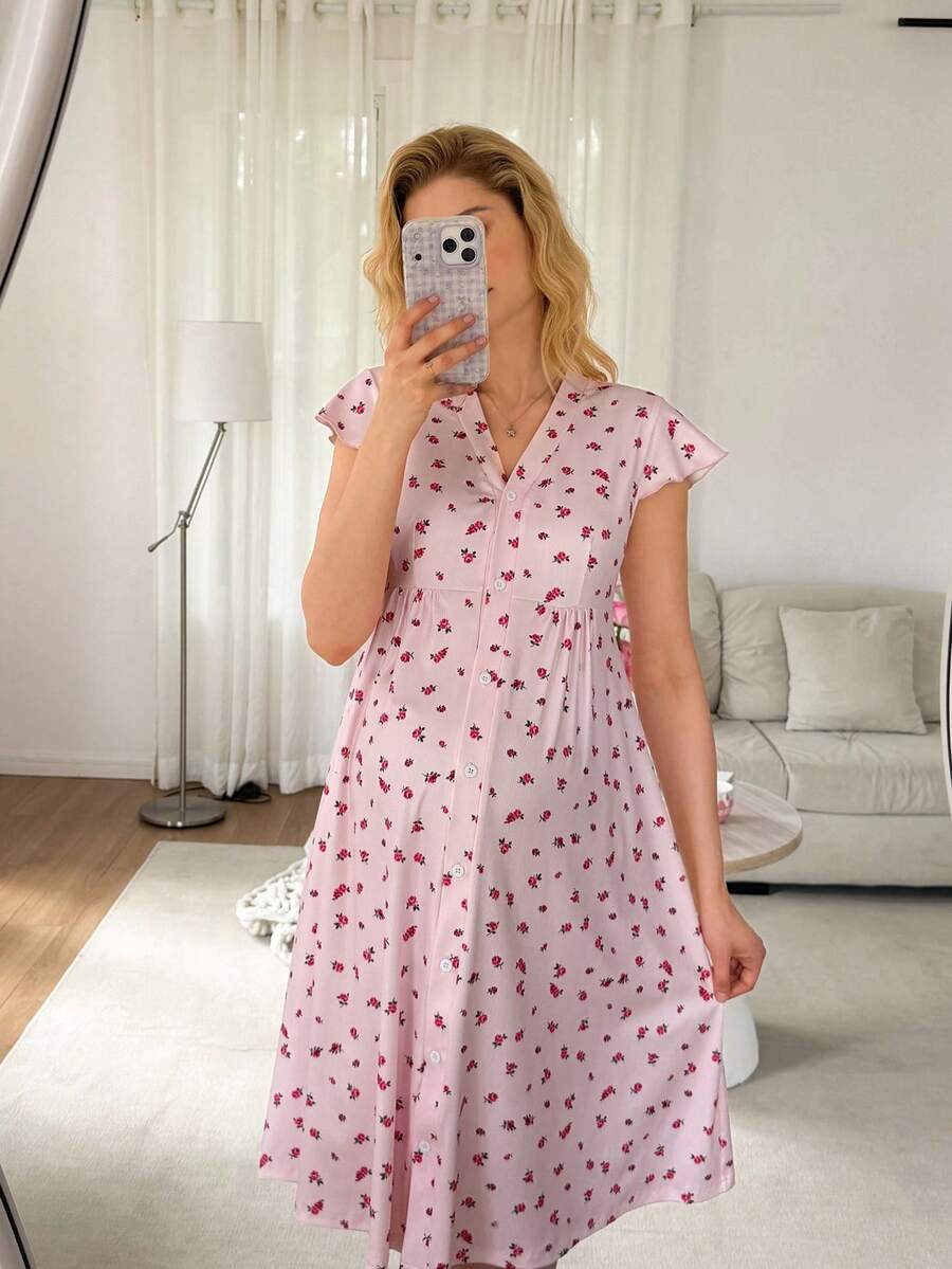 Moonlight&Mama Comfortable Nightgown – Soft Breathable Maternity Sleepwear, Cozy Pregnancy Loungewear for Women