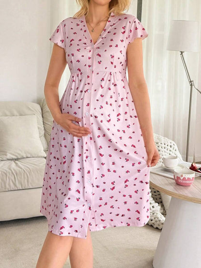 Moonlight&Mama Comfortable Nightgown – Soft Breathable Maternity Sleepwear, Cozy Pregnancy Loungewear for Women