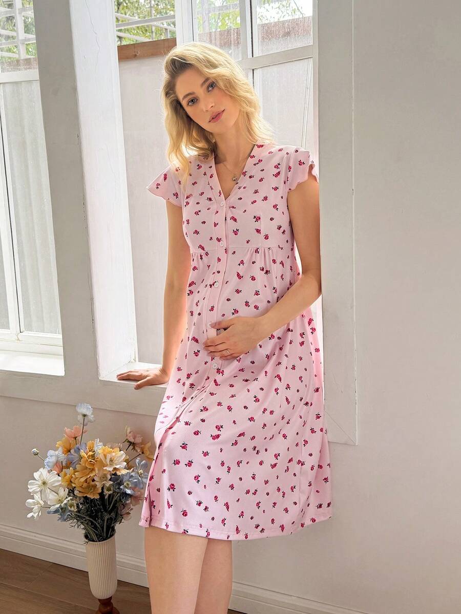 Moonlight&Mama Comfortable Nightgown – Soft Breathable Maternity Sleepwear, Cozy Pregnancy Loungewear for Women