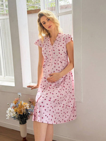Moonlight&Mama Comfortable Nightgown – Soft Breathable Maternity Sleepwear, Cozy Pregnancy Loungewear for Women