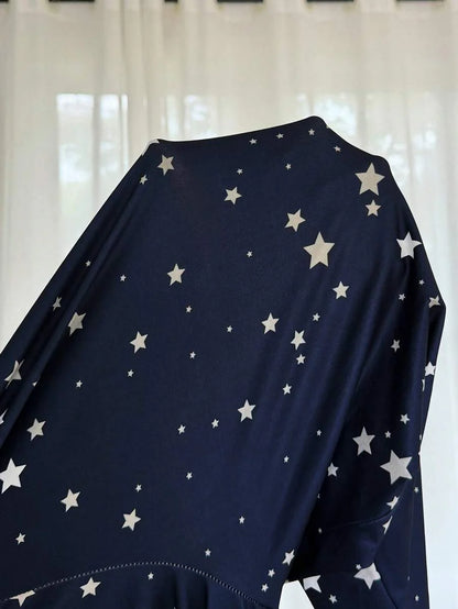 Maternity Pajama Set - Casual Star Print Short Sleeve Top and Long Pants Sleepwear, Pregnancy
