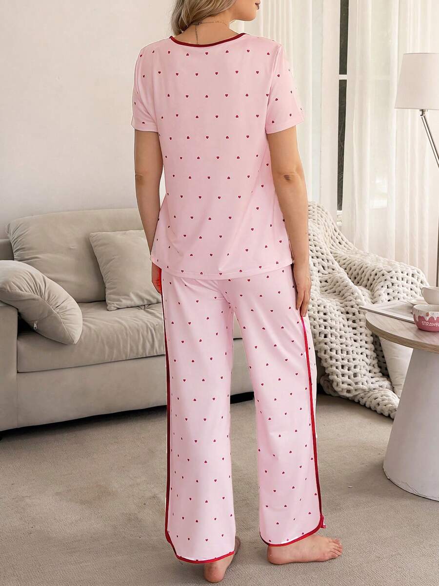 Maternity Pajama Set - Short Sleeve Pullover Top and Pants Soft, Pregnancy Sleepwear Loungewear