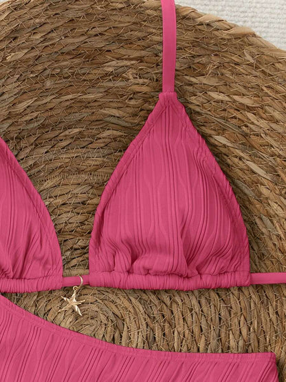 Swim Vcay 2026 Spring/Summer Women's Spaghetti Strap Halter Neck Black Base White Polka Dot Random Print Sweet Cute Side High Cut Bikini Swimwear 2-Piece Set Vacation Bikini Set Pink Bikini Set High Leg Bikini Set Modest Bikini Set Bikini Set