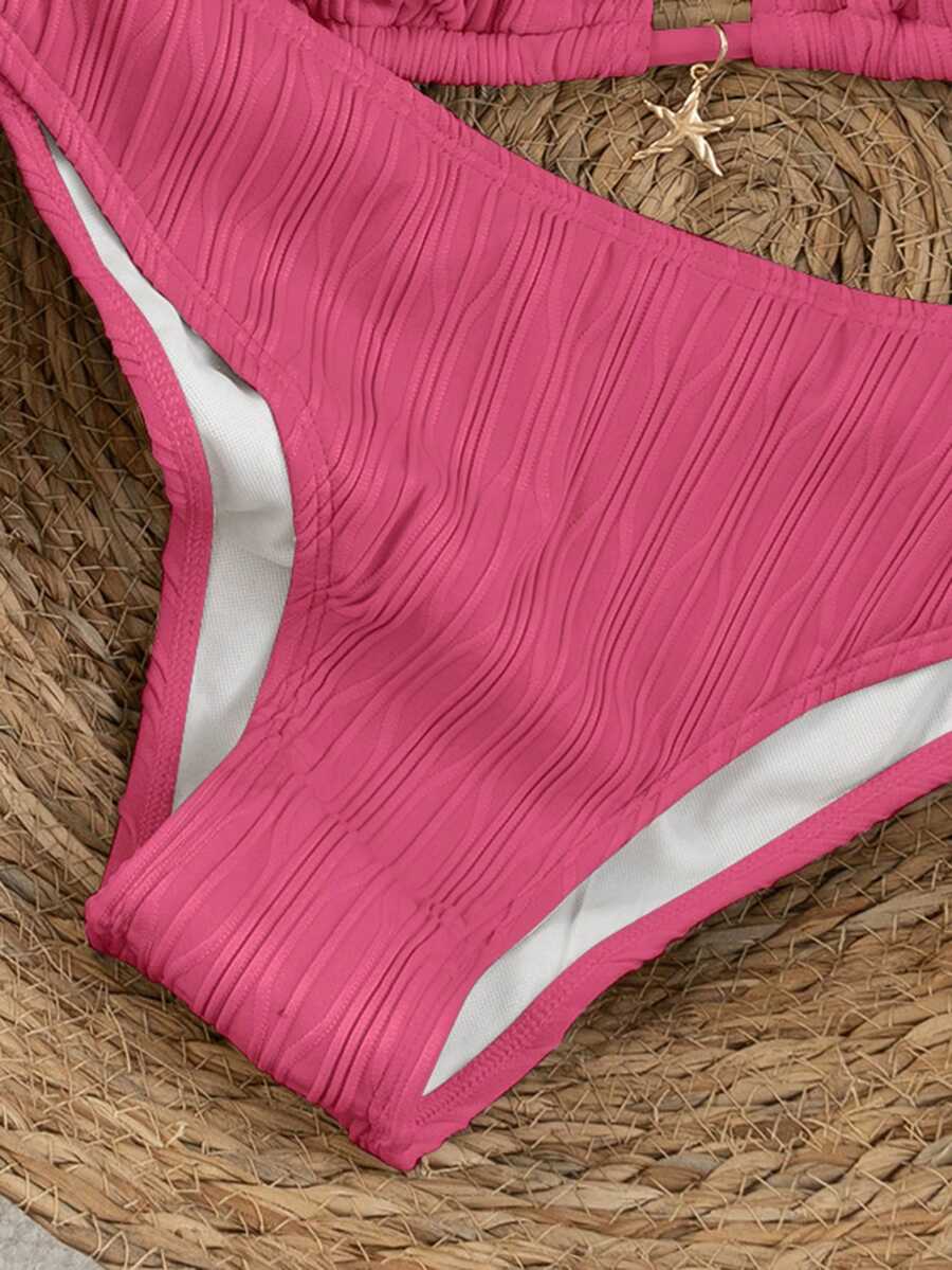Swim Vcay 2026 Spring/Summer Women's Spaghetti Strap Halter Neck Black Base White Polka Dot Random Print Sweet Cute Side High Cut Bikini Swimwear 2-Piece Set Vacation Bikini Set Pink Bikini Set High Leg Bikini Set Modest Bikini Set Bikini Set