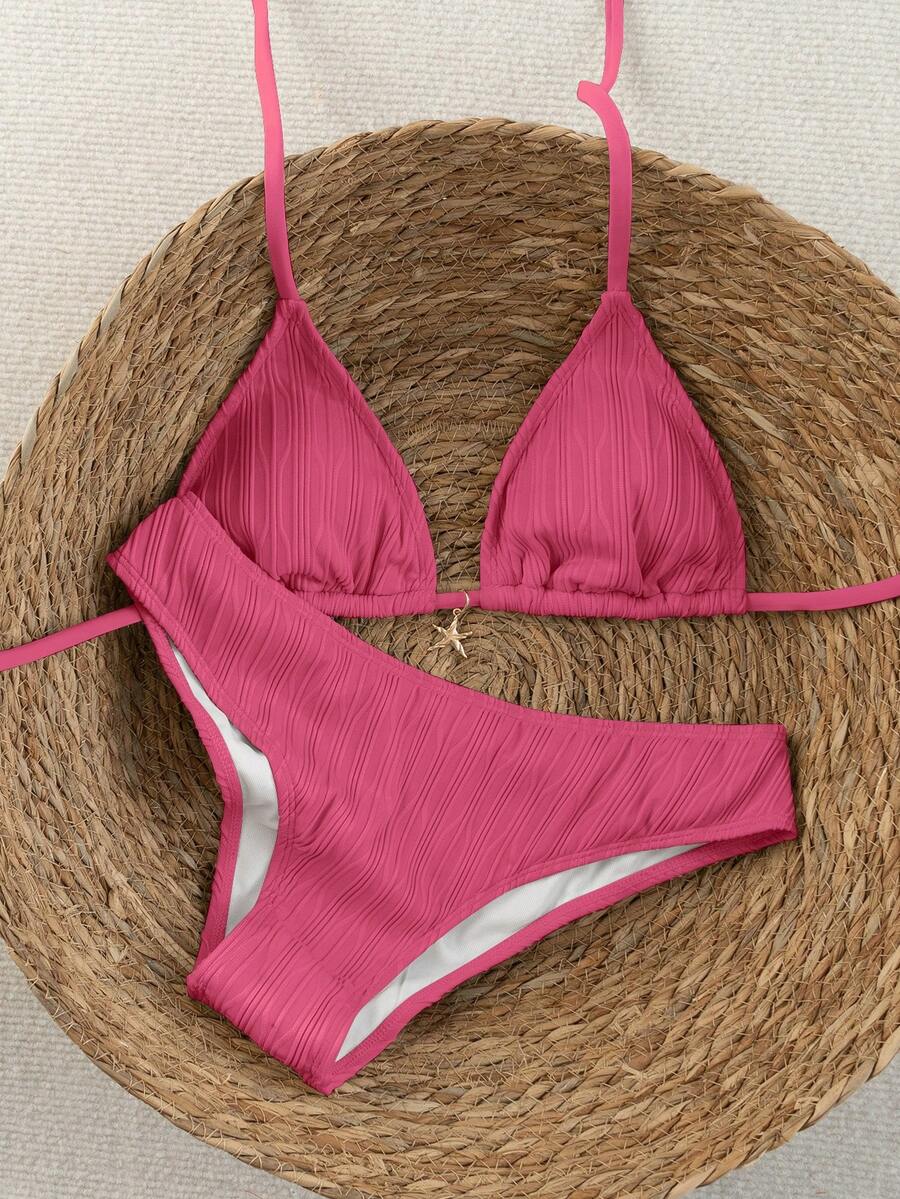 Swim Vcay 2026 Spring/Summer Women's Spaghetti Strap Halter Neck Black Base White Polka Dot Random Print Sweet Cute Side High Cut Bikini Swimwear 2-Piece Set Vacation Bikini Set Pink Bikini Set High Leg Bikini Set Modest Bikini Set Bikini Set