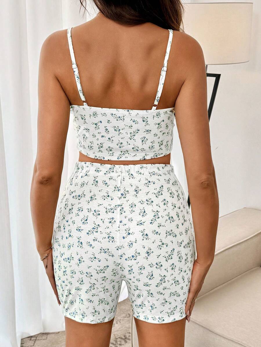 2-Piece Maternity Floral Pajama Set – Camisole & Shorts Summer