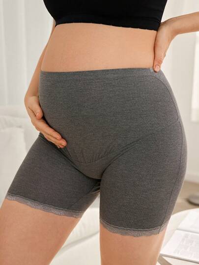 Women’s Solid Color Ribbed High Waist Maternity Briefs Soft Comfortable Stretch Pregnancy Underwear