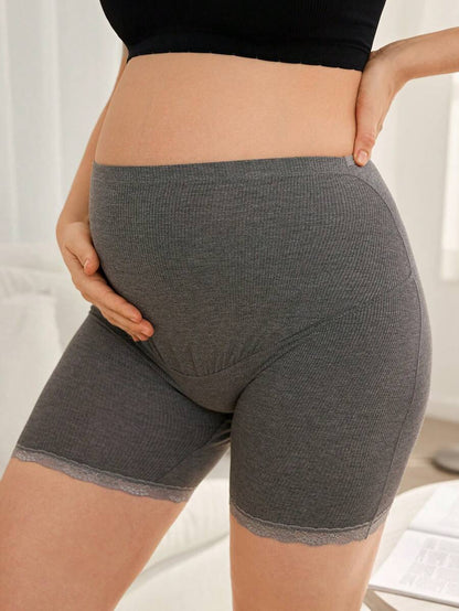 Women’s Solid Color Ribbed High Waist Maternity Briefs Soft Comfortable Stretch Pregnancy Underwear
