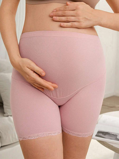 Women’s Solid Color Ribbed High Waist Maternity Briefs Soft Comfortable Stretch Pregnancy Underwear