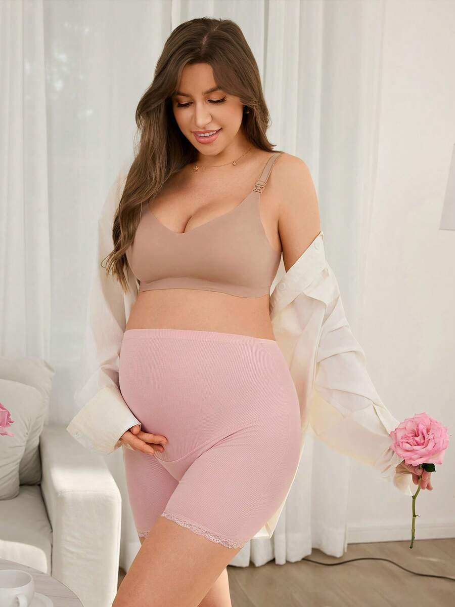 Maternity Briefs - Solid Color Rib Knit High Waist Soft Comfortable Stretch, Pregnancy Daily Wear
