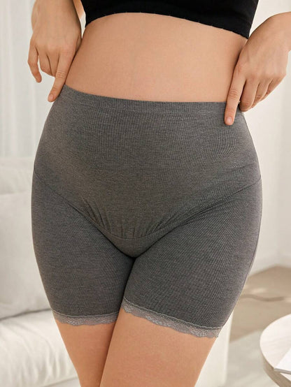 Women’s Solid Color Ribbed High Waist Maternity Briefs Soft Comfortable Stretch Pregnancy Underwear