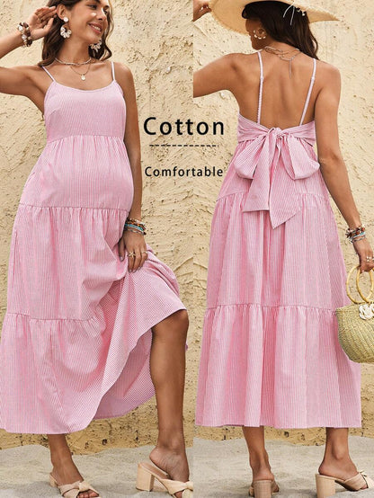 Maternity Sleeveless Solid Color Dress, Fashionable For Summer Woman S Summer Clothes  Maternity Dress  Vacation