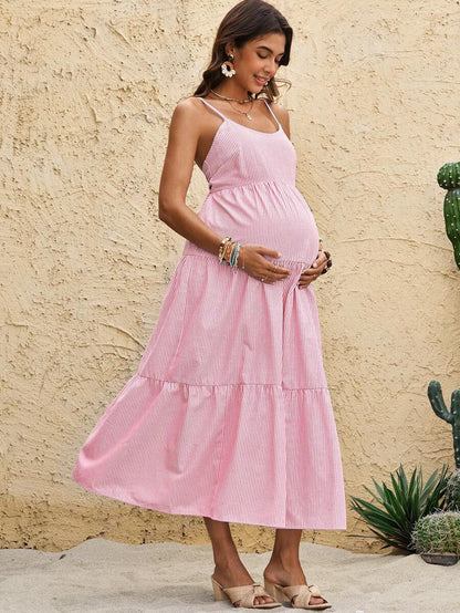 Maternity Sleeveless Solid Color Dress, Fashionable For Summer Woman S Summer Clothes  Maternity Dress  Vacation