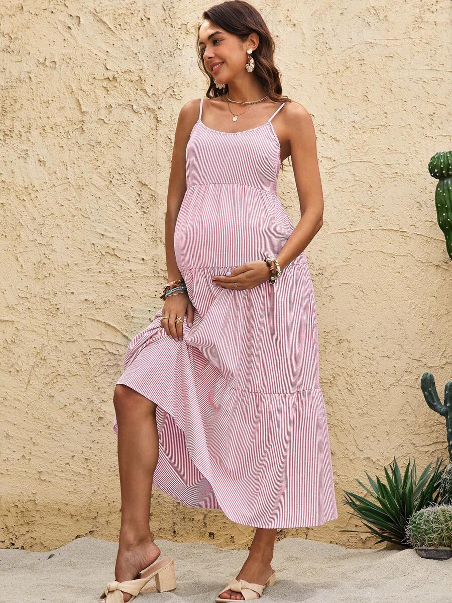 Maternity Sleeveless Solid Color Dress, Fashionable For Summer Woman S Summer Clothes  Maternity Dress  Vacation