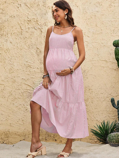 Maternity Sleeveless Solid Color Dress, Fashionable For Summer Woman S Summer Clothes  Maternity Dress  Vacation