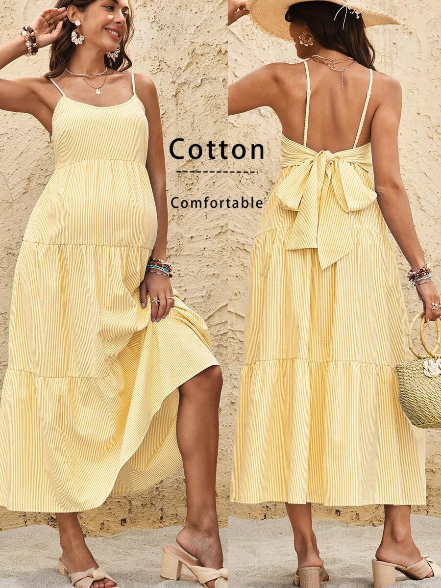 Maternity Sleeveless Solid Color Dress, Fashionable For Summer Woman S Summer Clothes  Maternity Dress  Vacation