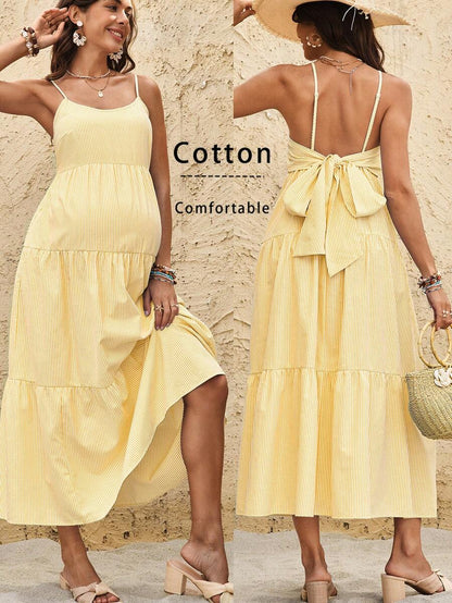 Maternity Sleeveless Solid Color Dress, Fashionable For Summer Woman S Summer Clothes  Maternity Dress  Vacation
