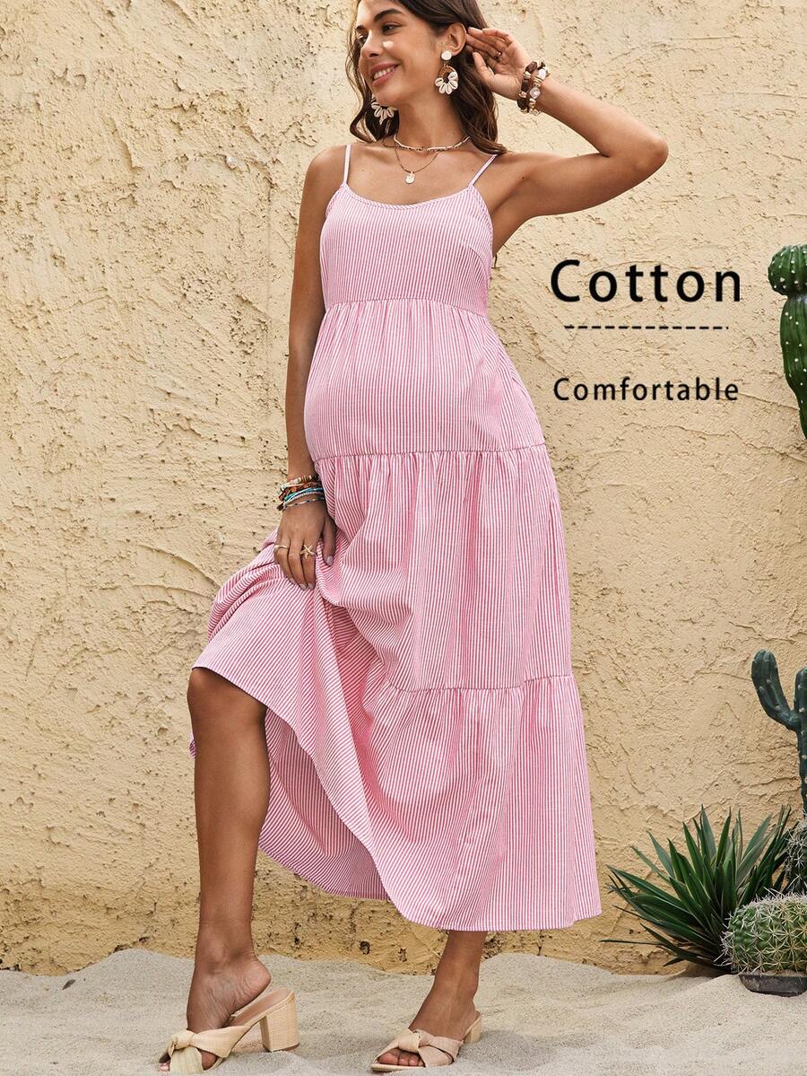 Maternity Sleeveless Solid Color Dress, Fashionable For Summer Woman S Summer Clothes  Maternity Dress  Vacation