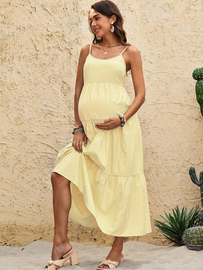 Maternity Sleeveless Solid Color Dress, Fashionable For Summer Woman S Summer Clothes  Maternity Dress  Vacation