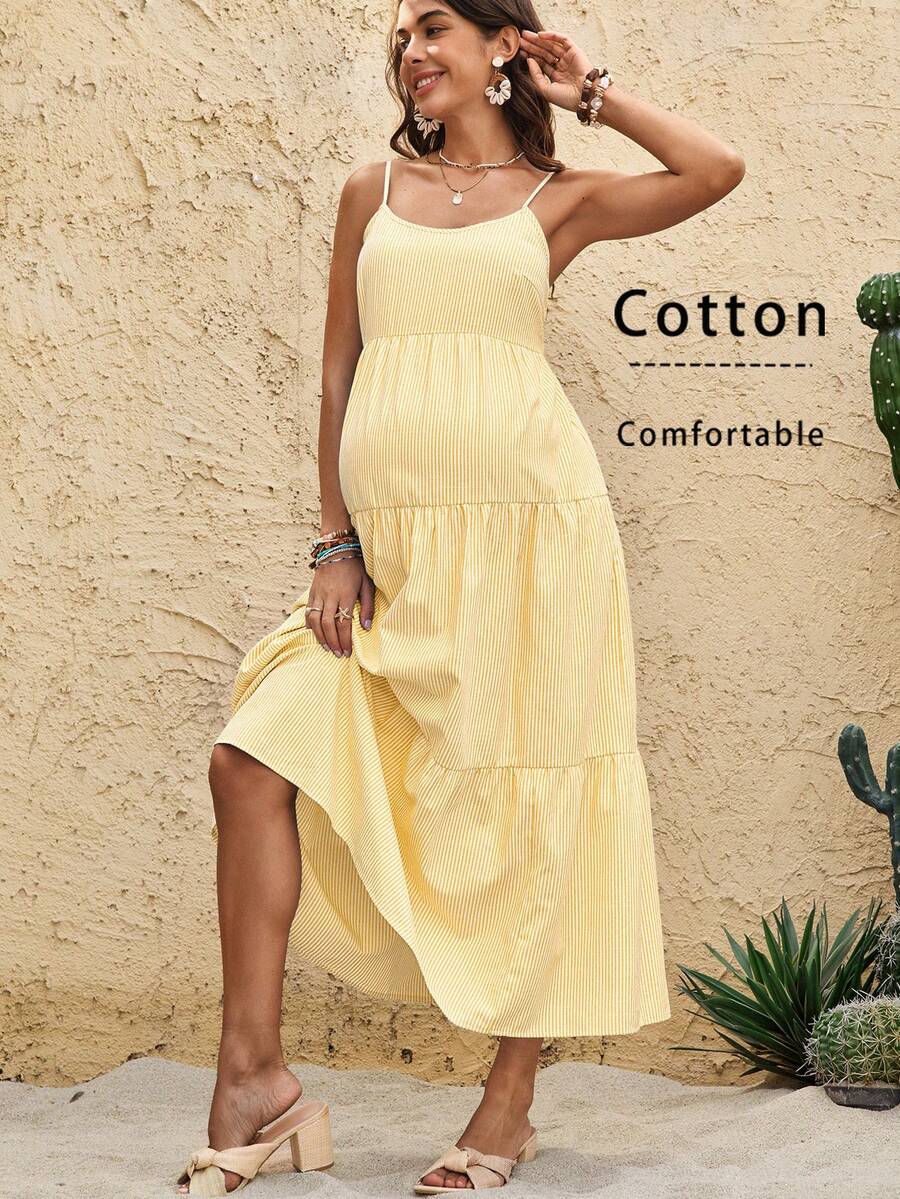 Maternity Sleeveless Solid Color Dress, Fashionable For Summer Woman S Summer Clothes  Maternity Dress  Vacation