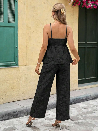 Maternity Boho Floral Camisole and Elastic Waist Pants 2 Piece Set Slim Fit Pink Ditsy Print Pregnancy Loungewear for Home