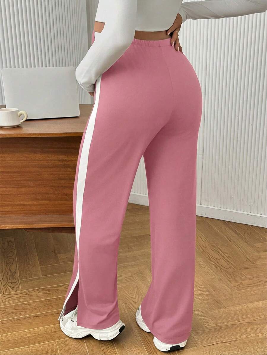 Maternity Colorblock Ultra High Waist Elastic Leggings - Comfortable Casual Pregnancy Pants