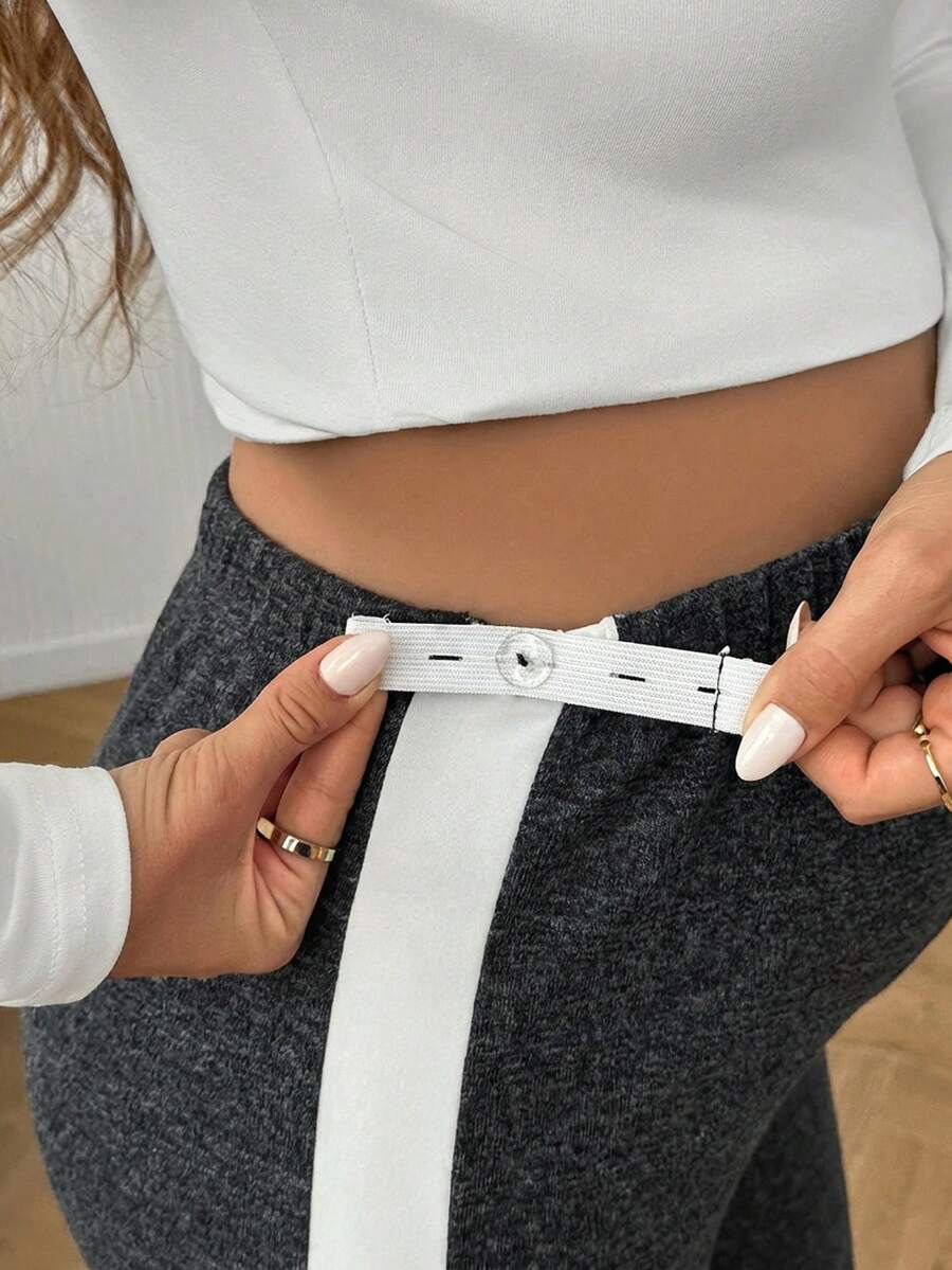 Maternity Colorblock Ultra High Waist Elastic Leggings - Comfortable Casual Pregnancy Pants