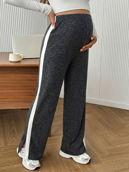 Maternity Colorblock Ultra High Waist Elastic Leggings - Comfortable Casual Pregnancy Pants