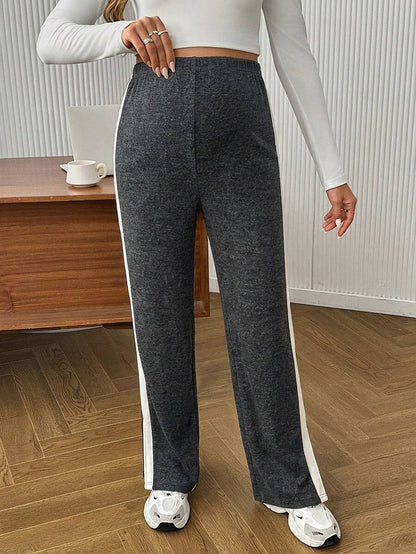 Maternity Colorblock Ultra High Waist Elastic Leggings - Comfortable Casual Pregnancy Pants