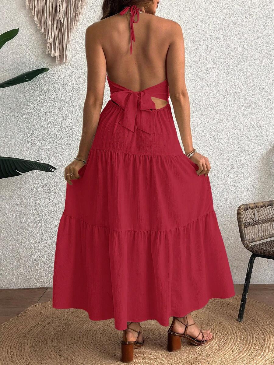 Cherish Maternity Solid Color Backless Maxi Maternity Dress Elegant Sleeveless V Neck Slim Fit Flowy Summer Gown Black
