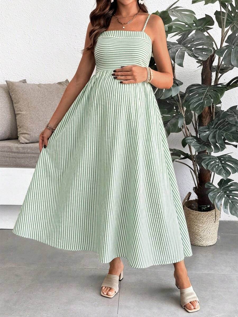 Maternity Summer Casual Striped A-Line Sleeveless Dress
