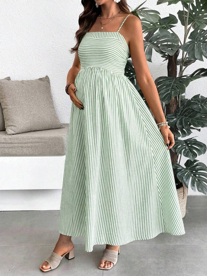 Maternity Summer Casual Striped A-Line Sleeveless Dress