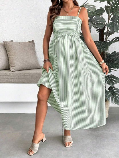 Maternity Summer Casual Striped A-Line Sleeveless Dress