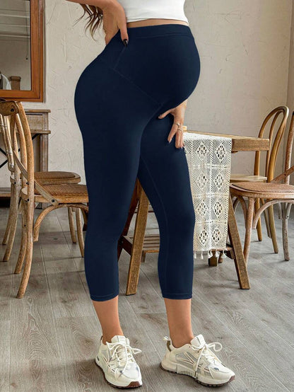 Purple High Elastic Maternity Leggings - Striped Belly Support Yoga Pants for Nursing Moms - High Waist Non-Transparent Sports Trousers for All Seasons