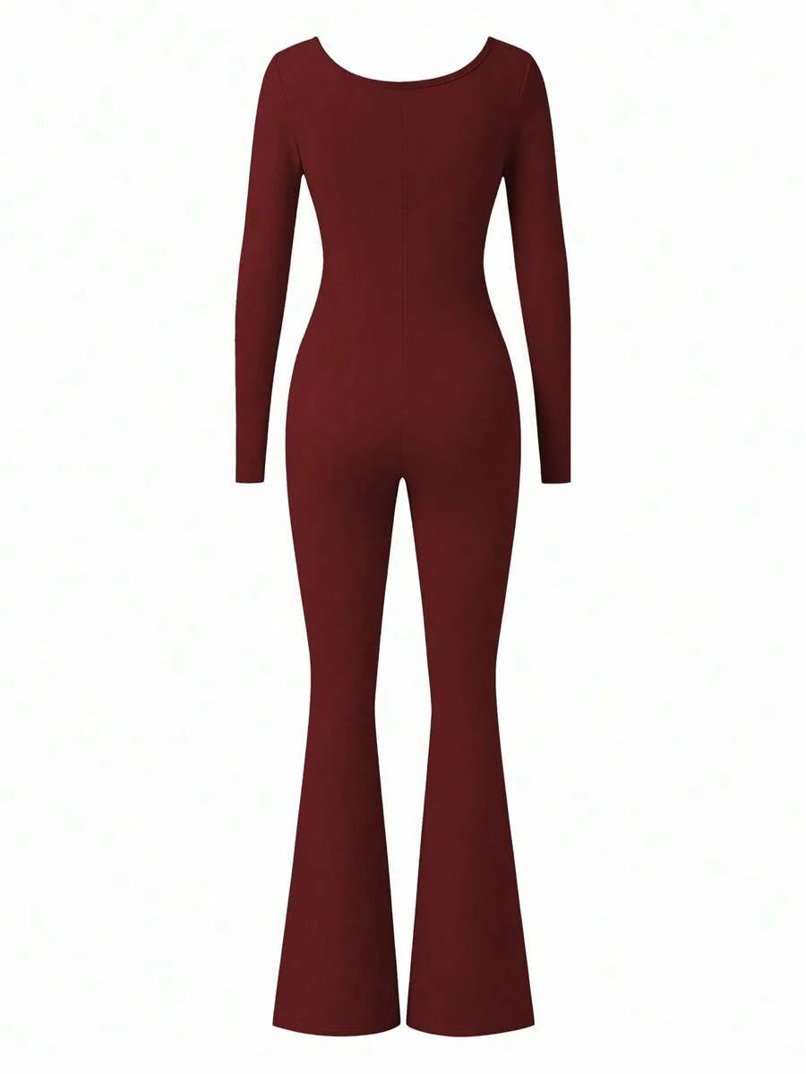 Maternity Long Sleeve Jumpsuit, Tight & Comfortable Casual Outfit