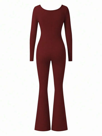 Maternity Long Sleeve Jumpsuit, Tight & Comfortable Casual Outfit