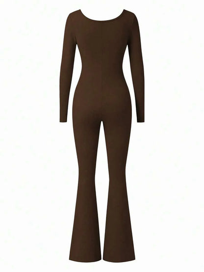 Maternity Long Sleeve Jumpsuit, Tight & Comfortable Casual Outfit