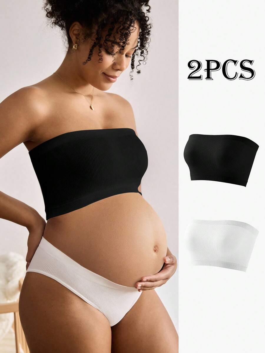 Maternity Nursing Bandeau 2 Pack - Seamless Wireless Comfortable High Cost Performance Breastfeeding