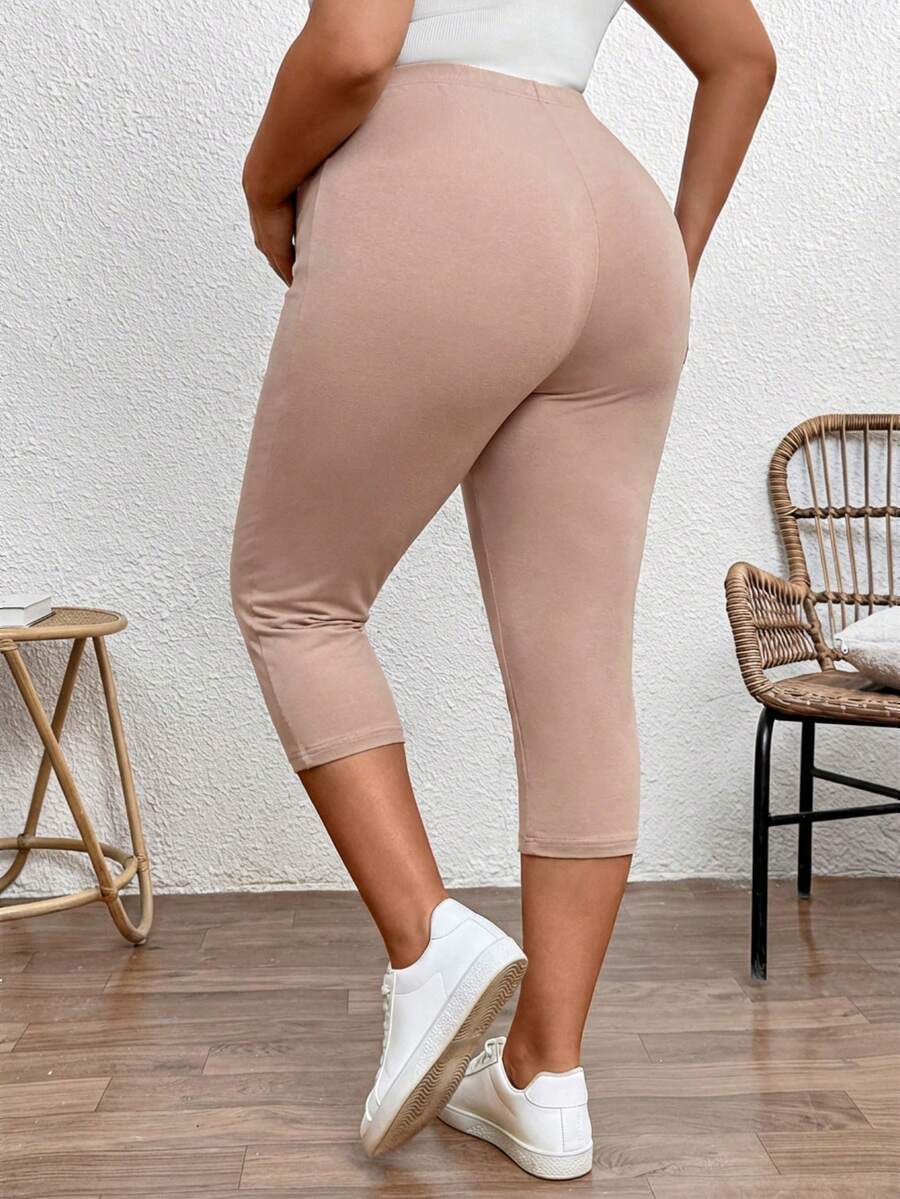 Plus Size Ultra High Waist Maternity Capri Leggings - Slim Fit Adjustable Everyday Commute Pants