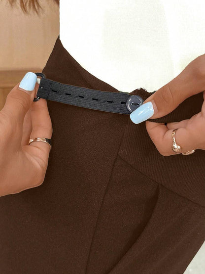 Burgundy Ultra High Waist Maternity Straight Leg Pants – Adjustable Medium Stretch Knitted Casual Trousers for Daily Wear & Fall Holidays