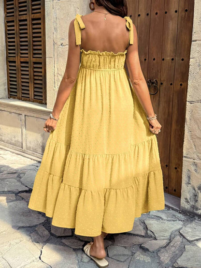 Pregnant Women's Jacquard Pleated Knotted Shoulder Casual Party Outing Camisole Dress