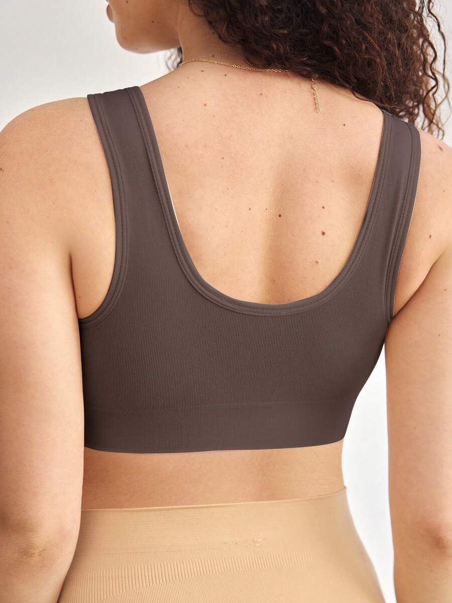 Seamless Maternity and Nursing Bra Wireless Black High Rise Backless Knitted Comfort Nursing Bralette for Daily Wear