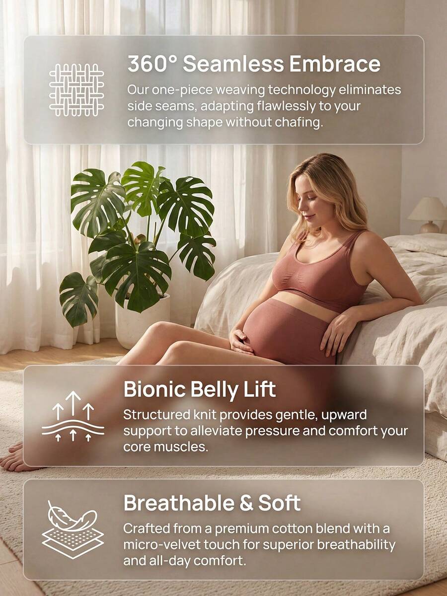 Maternity Panties - High Waist Breathable Soft Seamless Hipster Over Bump Comfortable, Daily Wear
