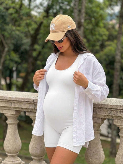 Maternity Casual Solid Color Sleeveless Backless Romper For Summer,Word Cup