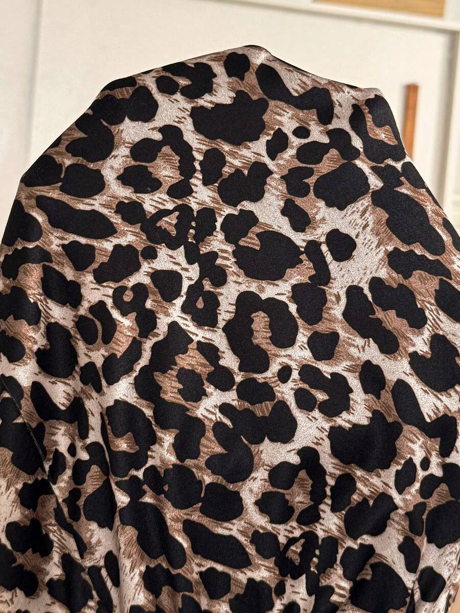 Maternity Summer 2-Piece Set Black Knit Camisole and Leopard Print Lettuce Trim Shorts Adjustable Waist Casual Pregnant Vacation Outfit