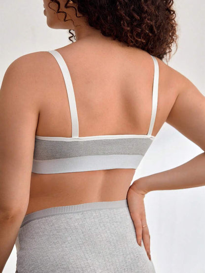 Seamless Grey Maternity Nursing Bra with Removable Padding Adjustable Straps and Low Rise Comfort Fit Wireless Knitted Design