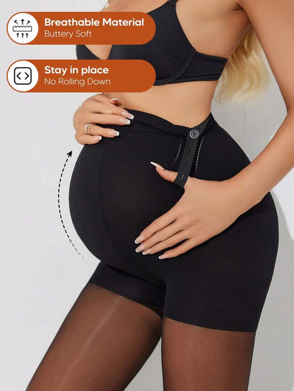 Comfort Maternity Expandable Belly Panel Support Pantyhose With Adjustable Strecthy Waistband